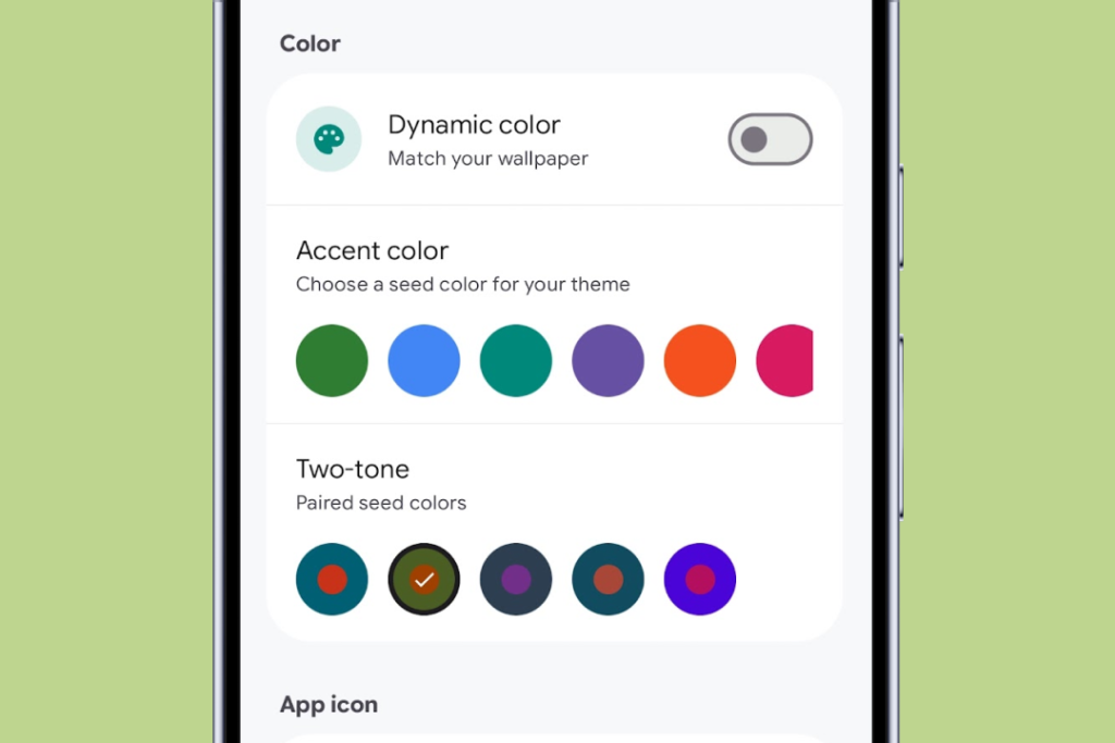 Pixel Budget Tracker's app color picker menu